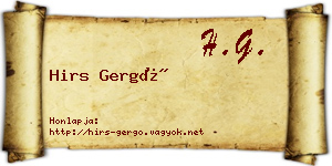 Hirs Gergő névjegykártya